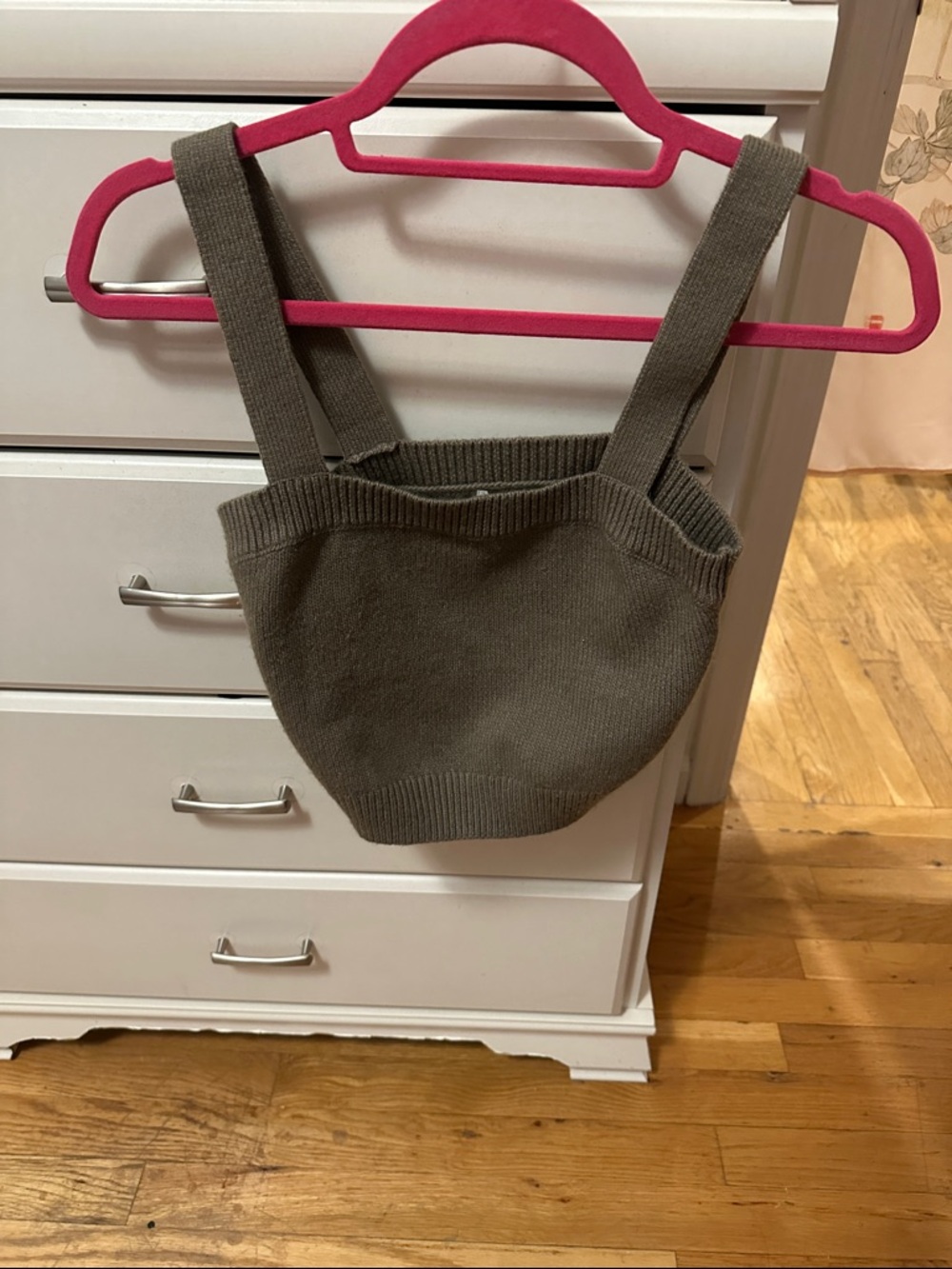 Knit Cropped Tank Top in Brown